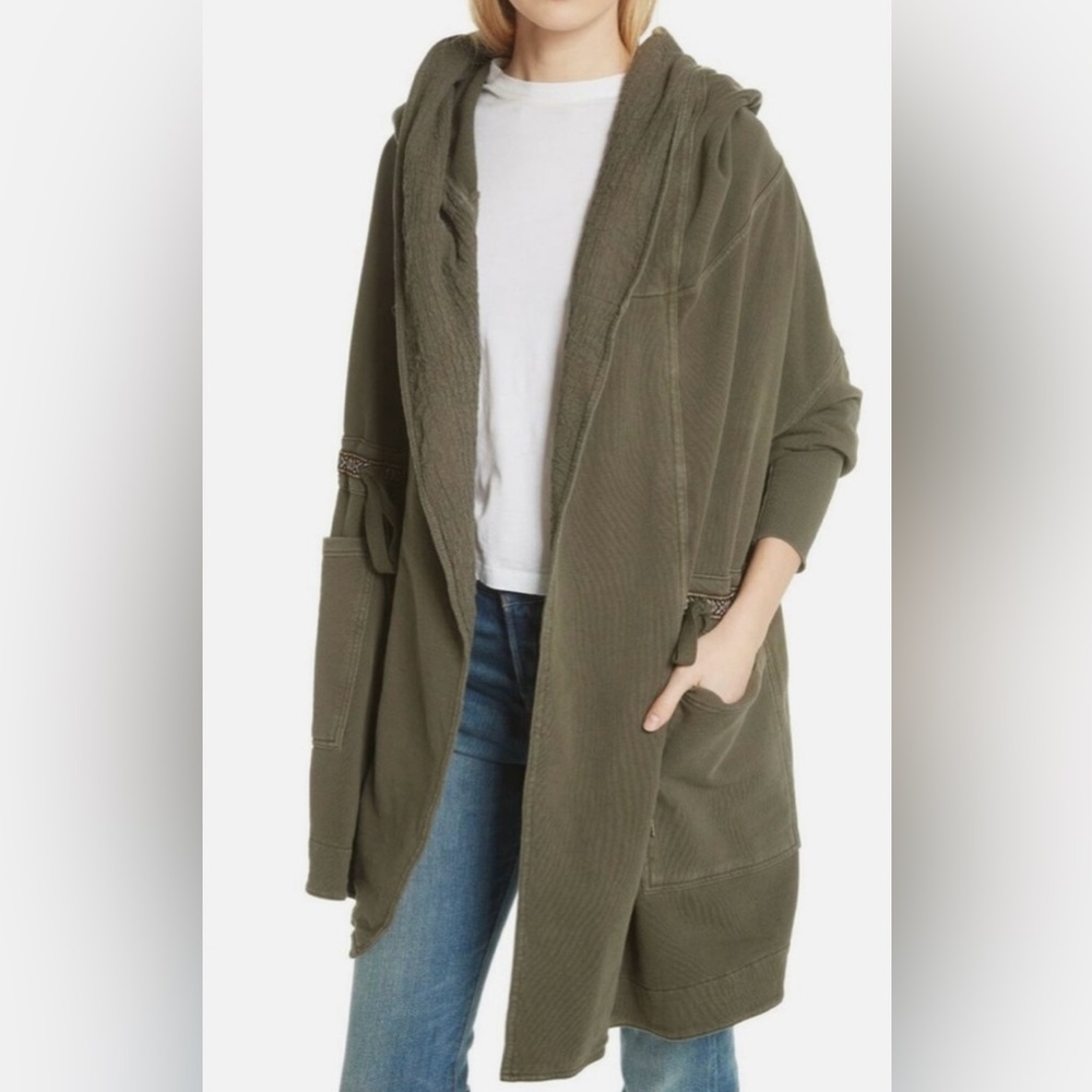 Open sweatshirt with hood and tie around the waist from Free People